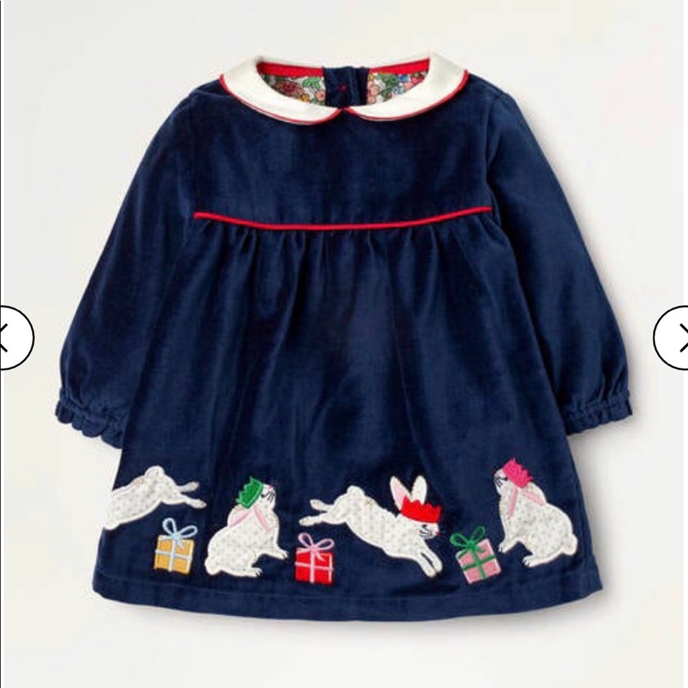 Mini Boden Navy Blue Dress with White and Red Accents holiday and Christmas